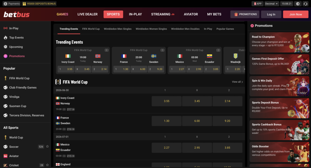 The BetBus homepage