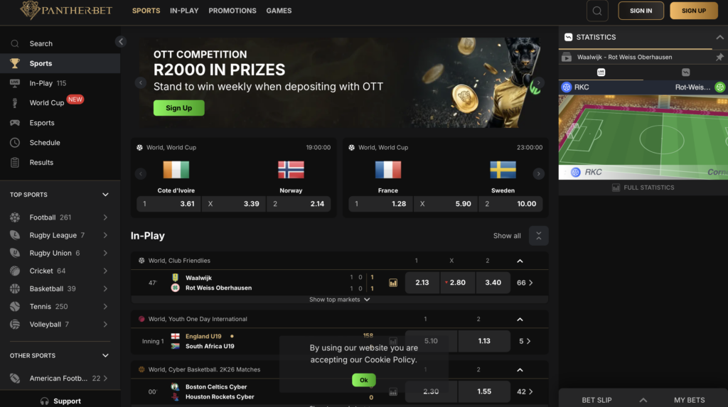 The Pantherbet homepage